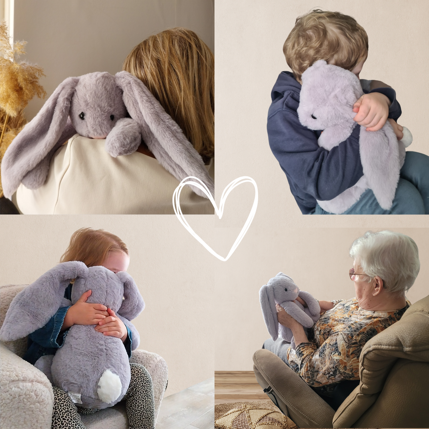 Verzwaringsknuffel 2Kg - Verzwaarde Knuffel - Coco Konijn - Weighted Stuffed Animal - Sensorisch Speelgoed - Voor Kinderen En Volwassenen - Bruin - Met Canvas Opbergtas