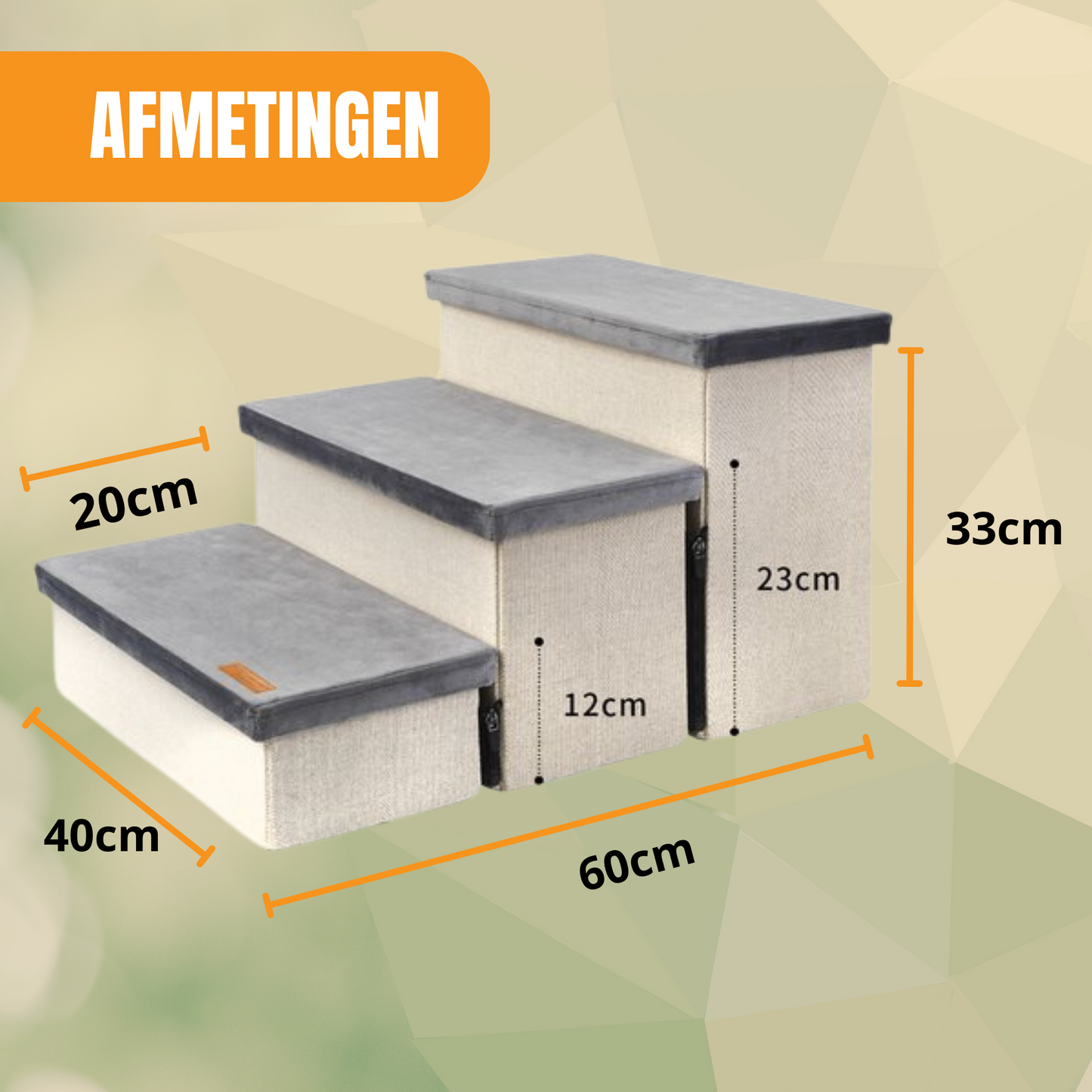 Hondentrap Stevig Model 2025 Met Opbergruimte - Trap Hond - tot 60 KG - Beige met grijs