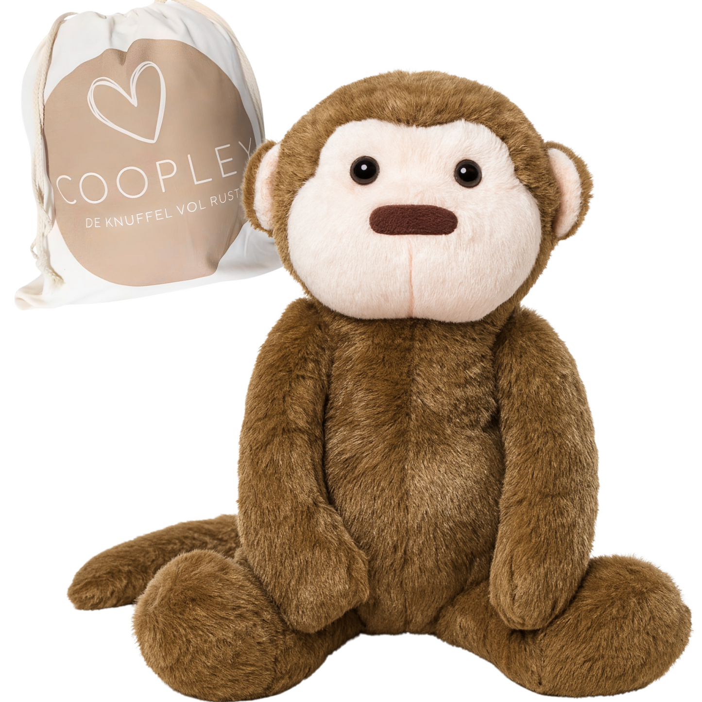 Verzwaringsknuffel 2Kg - Verzwaarde Knuffel - Coco Konijn - Weighted Stuffed Animal - Sensorisch Speelgoed - Voor Kinderen En Volwassenen - Bruin - Met Canvas Opbergtas