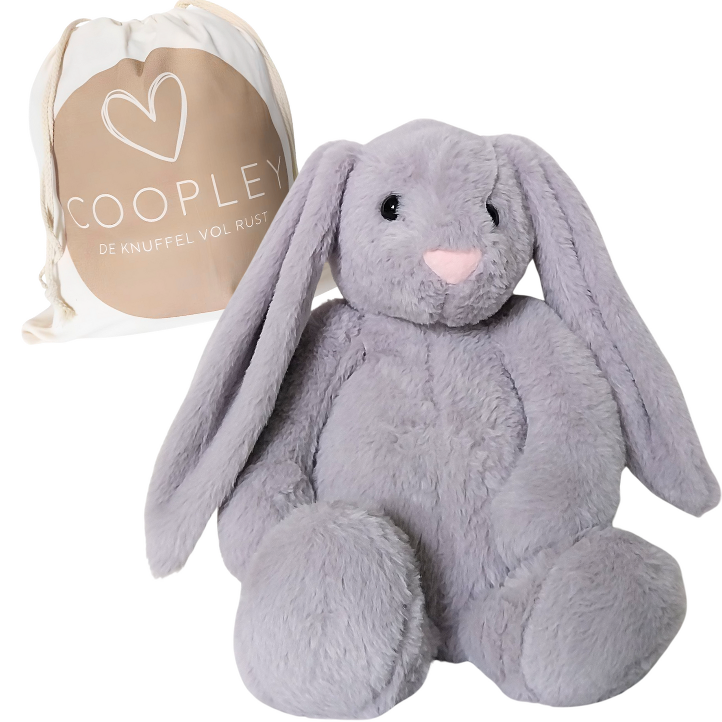 Verzwaringsknuffel 2Kg - Verzwaarde Knuffel - Coco Konijn - Weighted Stuffed Animal - Sensorisch Speelgoed - Voor Kinderen En Volwassenen - Bruin - Met Canvas Opbergtas