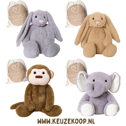 Verzwaringsknuffel 2Kg - Verzwaarde Knuffel - Coco Konijn - Weighted Stuffed Animal - Sensorisch Speelgoed - Voor Kinderen En Volwassenen - Bruin - Met Canvas Opbergtas