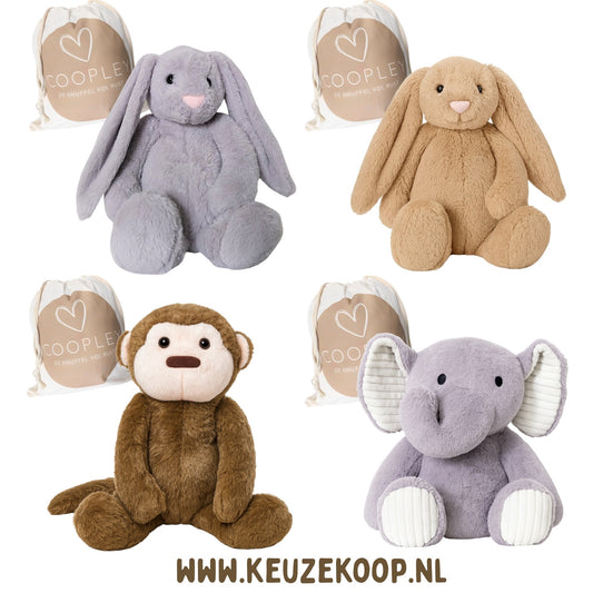Verzwaringsknuffel 2Kg - Verzwaarde Knuffel - Coco Konijn - Weighted Stuffed Animal - Sensorisch Speelgoed - Voor Kinderen En Volwassenen - Bruin - Met Canvas Opbergtas