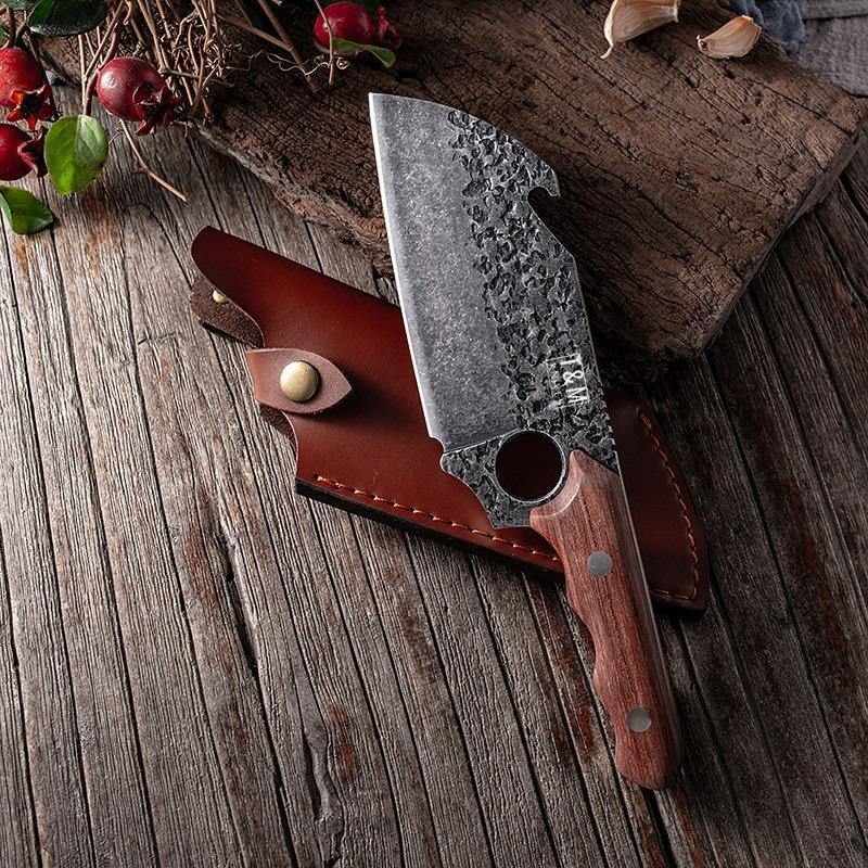 T&M Knives - Gehamerd Koksmes Met Opener - T&M Knives